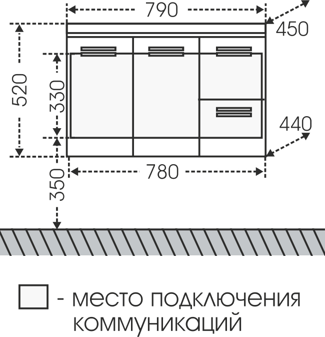 Тумба с раковиной СанТа Меркурий 80