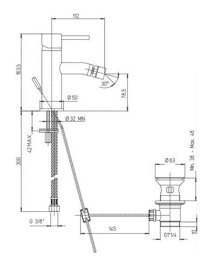 Смеситель для биде Paini COX 78PJ306 золото