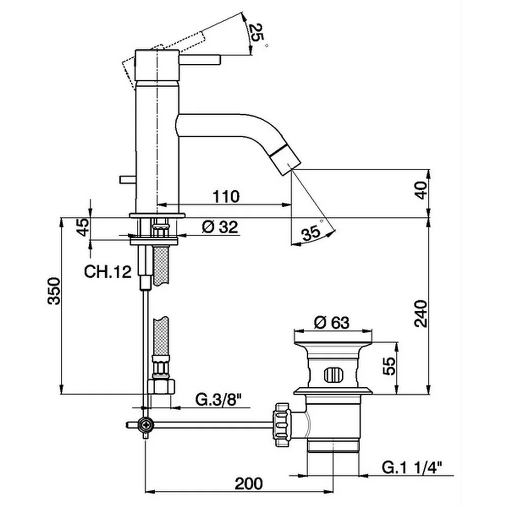 Смеситель для раковины Cisal Less Minimal LM00051021 хром