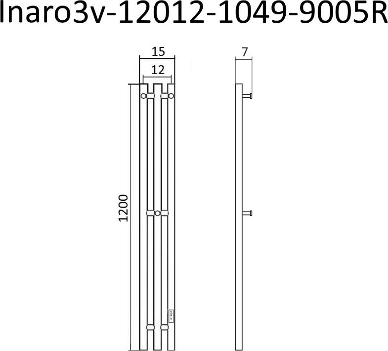 Полотенцесушитель электрический Маргроид Inaro 120x12 Inaro3v-12012-1049-9005R правый, черный матовый