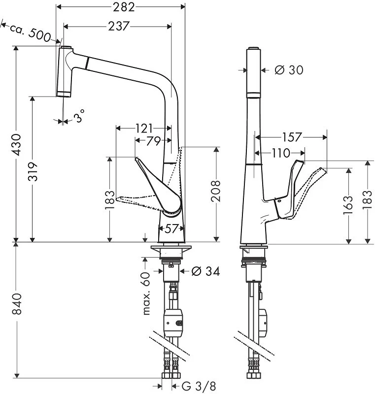 Смеситель для кухни Hansgrohe Metris 14780000 хром