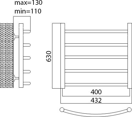 Полотенцесушитель электрический Terminus Классик П5 40x63 L