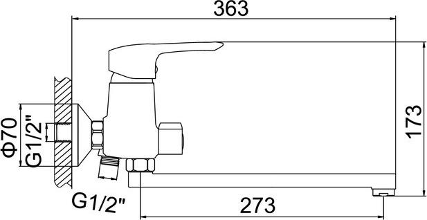 Смеситель для ванны с душем Accoona A7107, хром