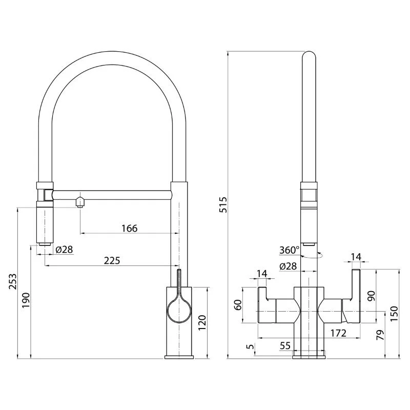 Смеситель для кухни Elghansa Kitchen Pure Water 56F5511-Steel хром