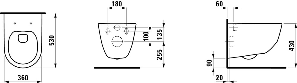 Комплект Laufen Pro ПЭК Z.RU93.0.761.6 с унитазом Pro Rimless микролифт, кнопка белая