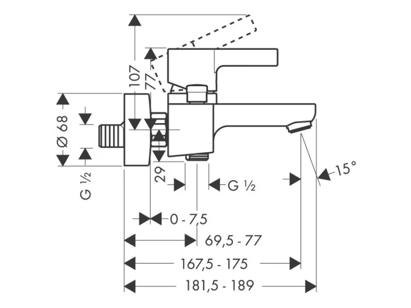 Смеситель для ванны с душем Hansgrohe Metris S 31460000/31060000 хром