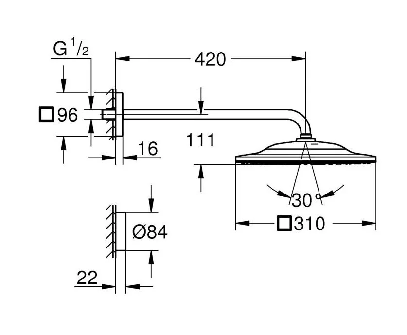 Душ верхний Grohe Rainshower 26642000 хром