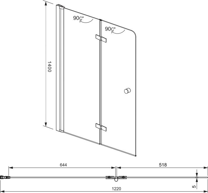 Шторка для ванной Aquanet Beta 4 NF6222-hinge