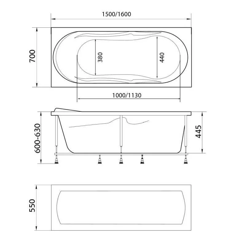 Акриловая ванна 1MarKa Vita 150х70 01вит1570 белый