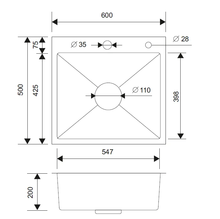 Кухонная мойка РМС MR-6050BL черный