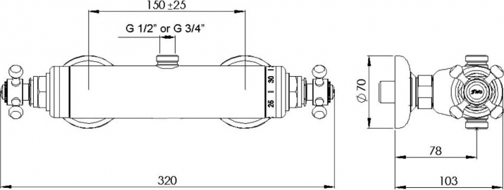 Смеситель для душа Cezares GOLF-DS-T-03/24, золото