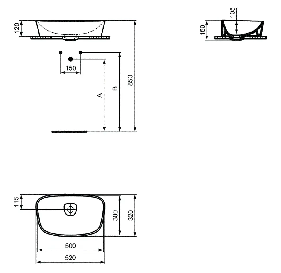 Раковина накладная Ideal Standard Dea T044301 белый