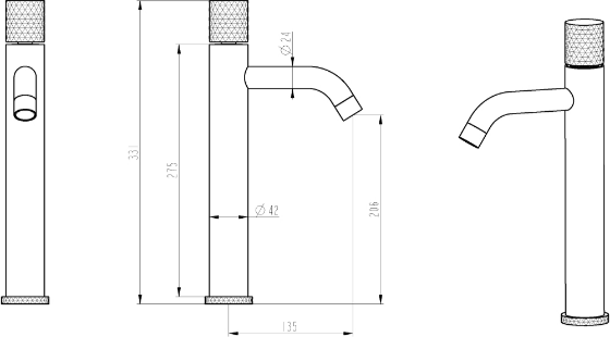 Смеситель для раковины Boheme Stick 122-WG.2, белый/золото