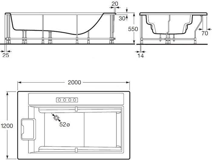 Акриловая ванна гидромассажная Roca In-Flow 160x75 248199001 с подголовником и ручками