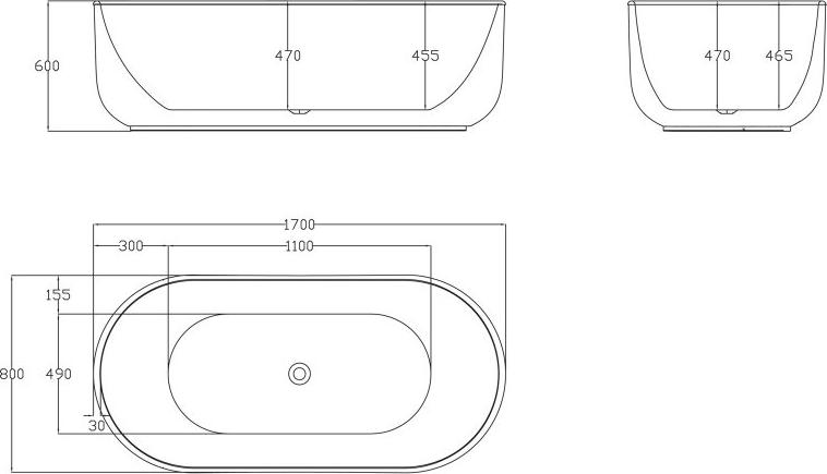 Акриловая ванна BelBagno 170х80 BB401-1700-800