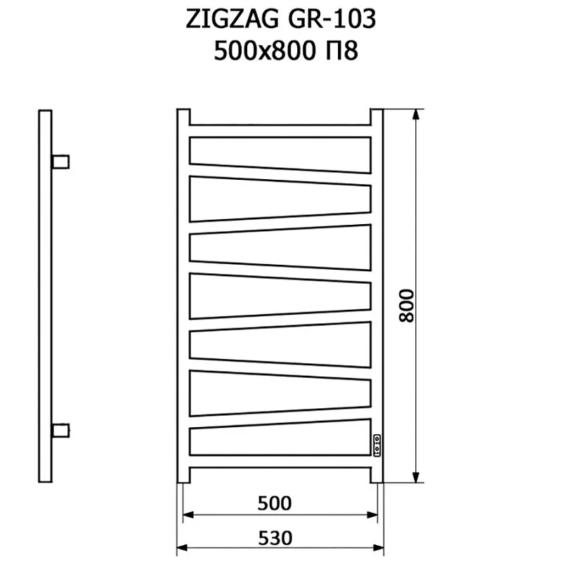 Полотенцесушитель электрический Grois Zigzag GR-103 50/80 П8 9005 R черный