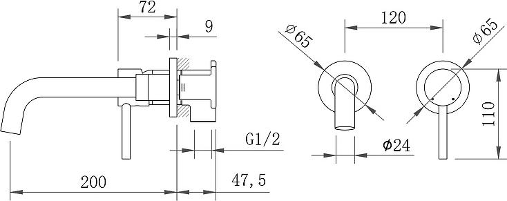 Смеситель для раковины Berges Wasserhaus Ventas R 076012, черный матовый