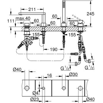 Смеситель для ванны Grohe Plus 29307003