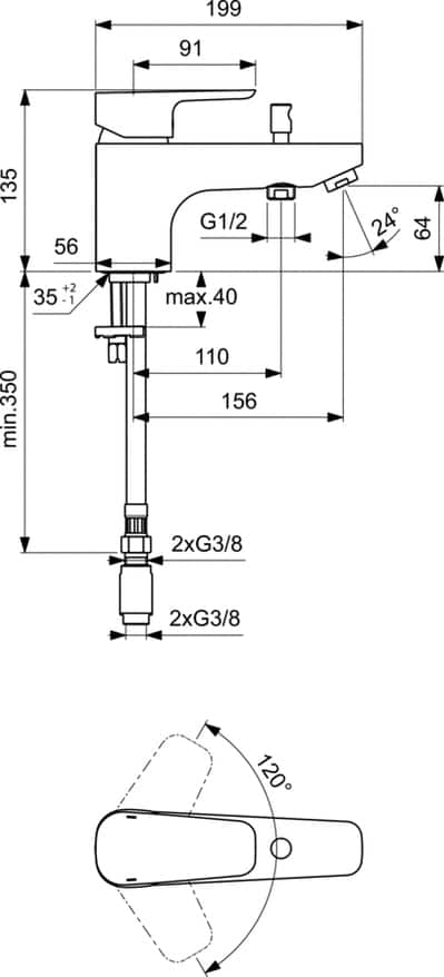 Смеситель Ideal Standard CERAPLAN III B0769AA для ванны с душем, хром