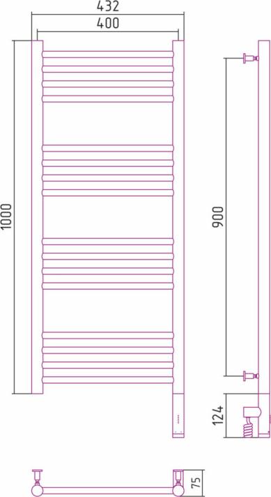 Полотенцесушитель электрический Сунержа Богема 3.0 1000x400 020-5805-1040 МЭМ правый, шампань