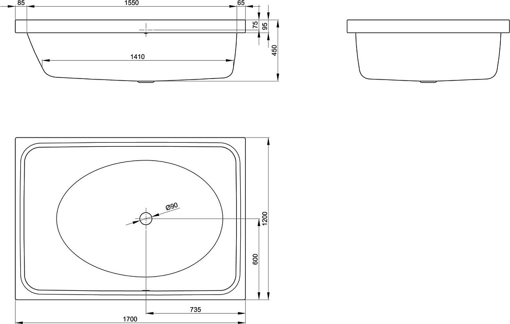 Стальная ванна Bette Spa 170x120 см 6860-000