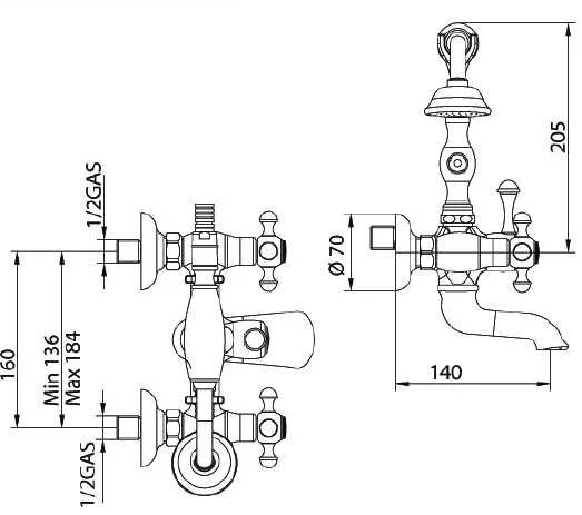 Смеситель для ванны с душем Bandini Antica 544820PN06 хром