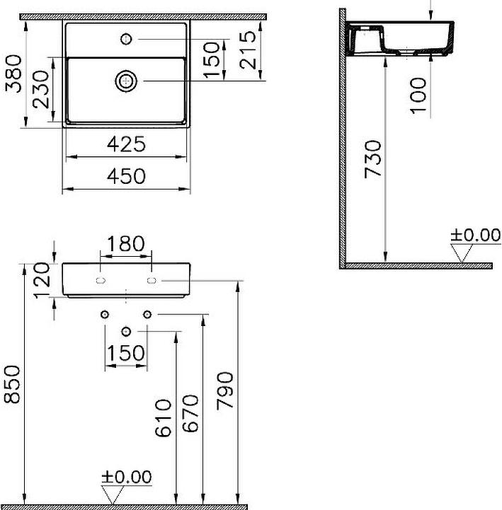 Раковина Vitra ArchiPlan 45 7400B003-0001, белый