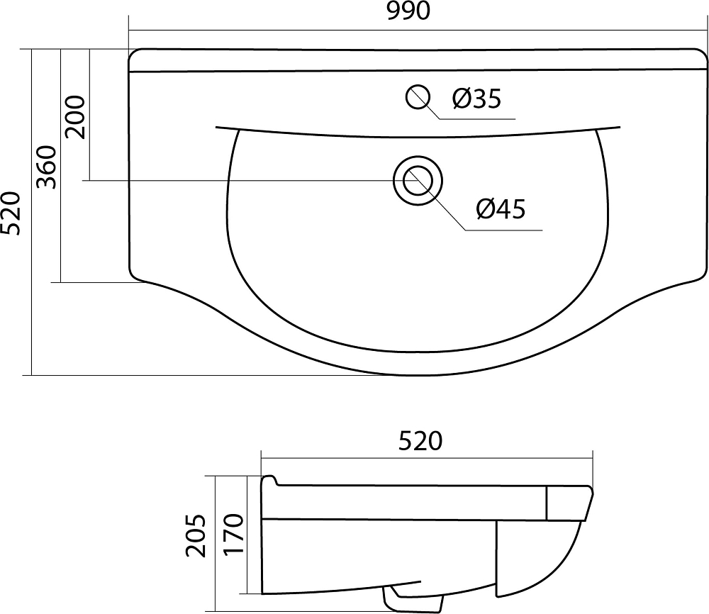 Раковина Santek Эльбрус 1WH110255 100 см.