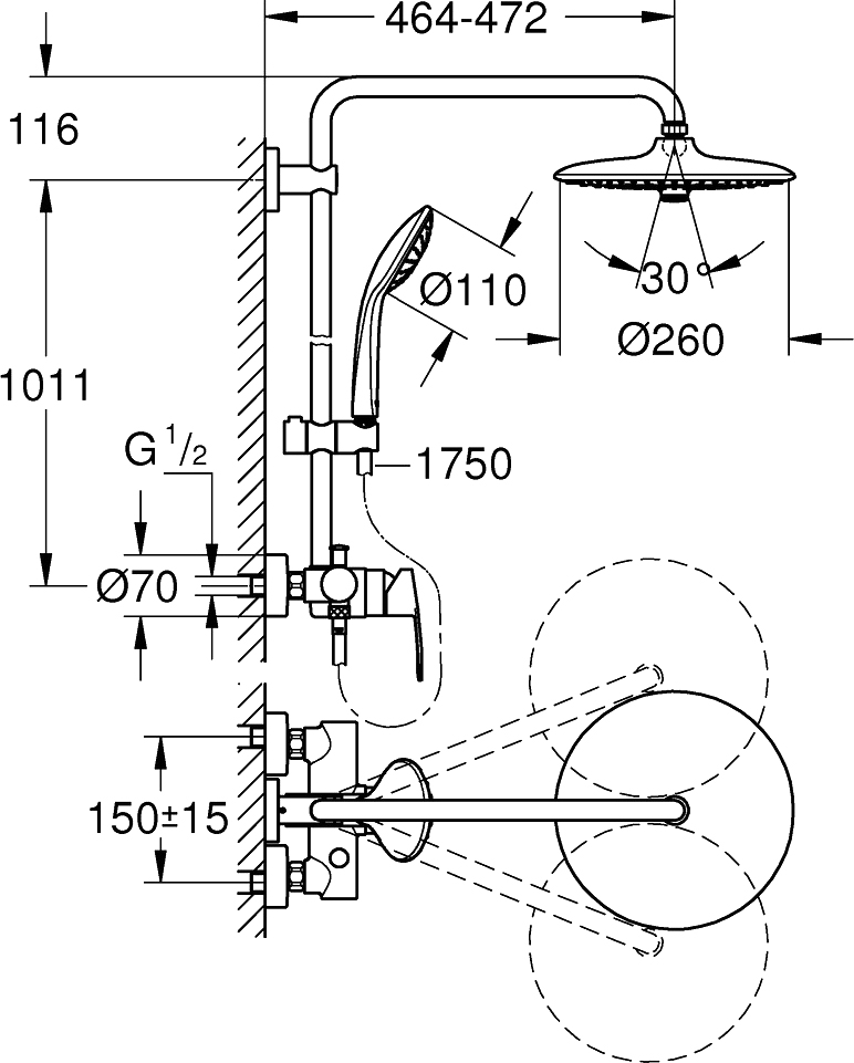 Душевая стойка Grohe Euphoria 260 27473001