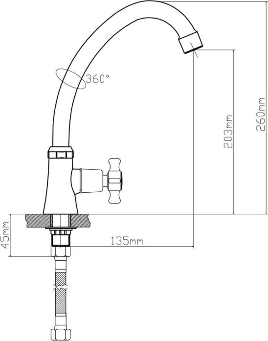 Смеситель для кухни BOOU BA5333-13-B723, хром