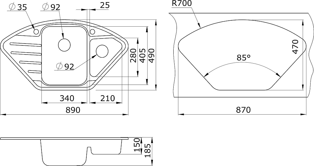 Кухонная мойка Paulmark Wiese PM529050-DG графит