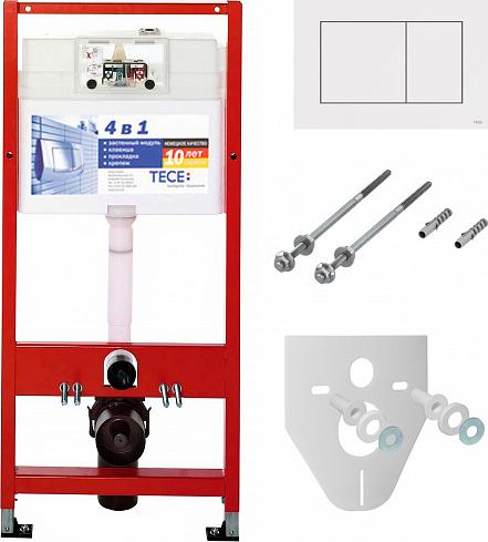 Комплект инсталляции Tece Now K400400 4 в 1 с кнопкой смыва и подвесным унитазом Jaquar Solo SLS-WHT-6951 с крышкой-сиденьем микролифт