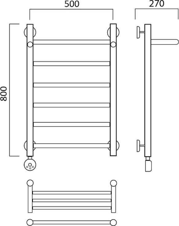 Полотенцесушитель электрический Aquanerzh Прямая 00-90A8050_L с полкой