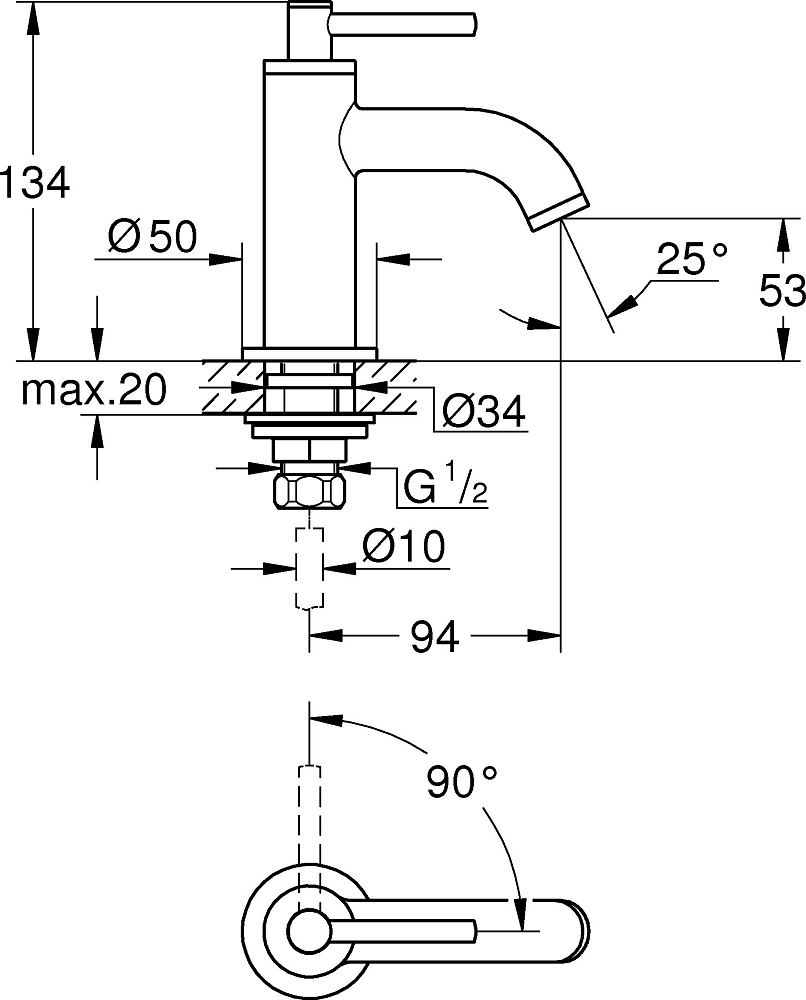 Кран Grohe Atrio New 20021003 для раковины