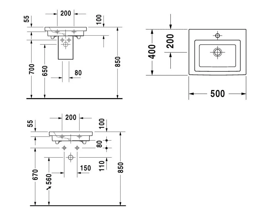 Раковина Duravit 2nd Floor 790500000 белый