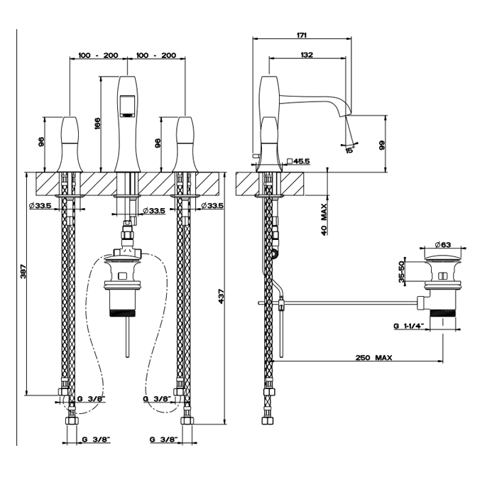 Смеситель для раковины Gessi Mimi 31401#080, золото