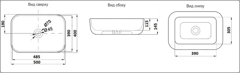 Раковина накладная CeramaLux Серия NC NC D1302H011 белый