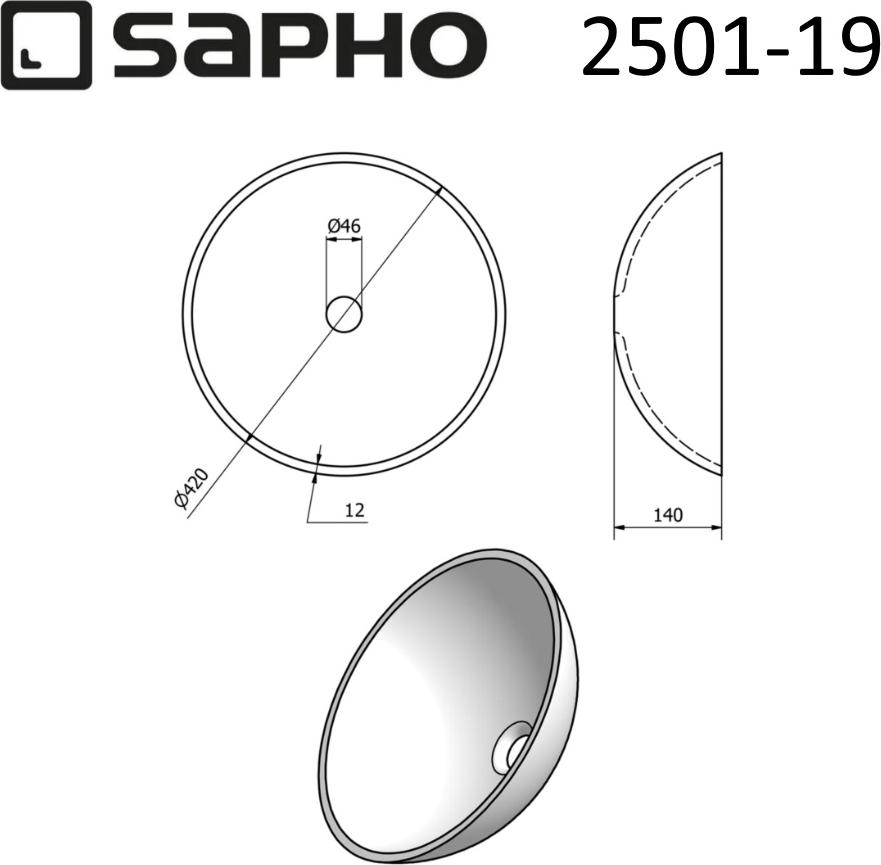 Раковина-чаша Sapho Beauty 2501-19s 42 см, золотисто-оранжевый