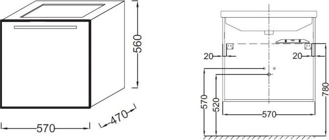 Тумба под раковину 55 см Jacob Delafon Struktura EB1204-N18 белый