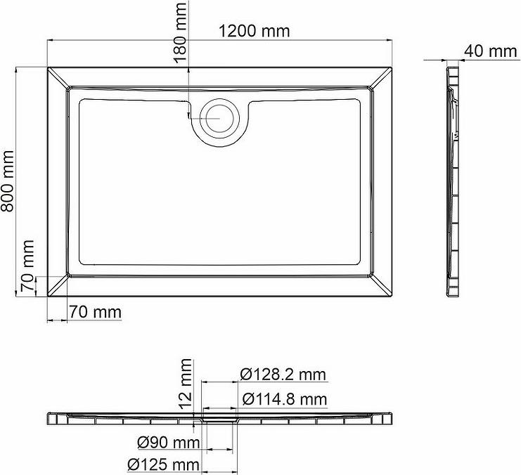 Душевой поддон WasserKRAFT Salm 27T06 120x80 см