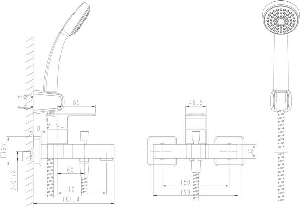 Смеситель Bravat Riffle F672106C-B для ванны