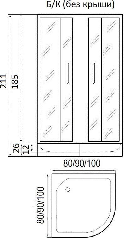 Душевой уголок 80x80x185 см River Don XL 80/26 МТ (без поддона)