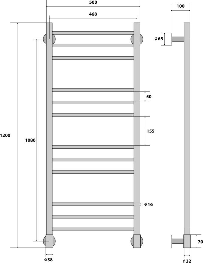 Полотенцесушитель электрический Energy G ERGO 120x50