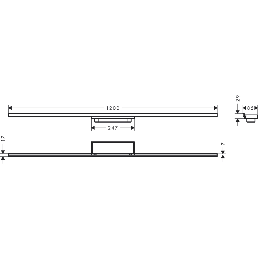 Внешняя часть душевого трапа Hansgrohe RainDrain 120 см 56223000 хром