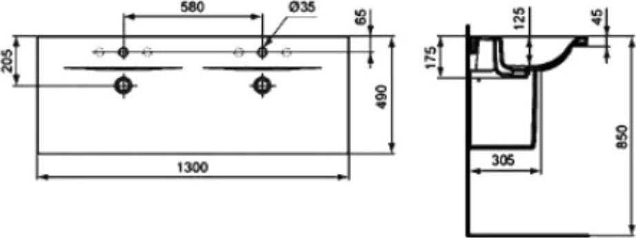 Раковина 130 см Ideal Standard Connect New E813601 двойная