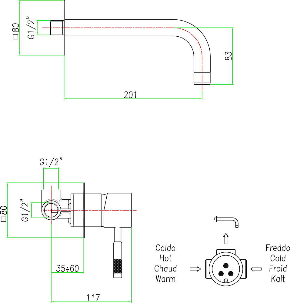 Смеситель Fiore Xenon 44CR5227 с внутренней частью для раковины