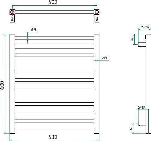 Полотенцесушитель электрический Grota Classic 53x60