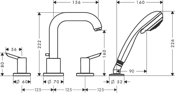 Смеситель на край ванны Hansgrohe Focus S 31758000, хром