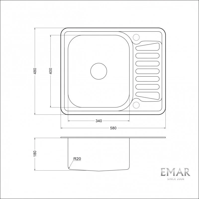 Кухонная мойка Emar Steel 5848 серый