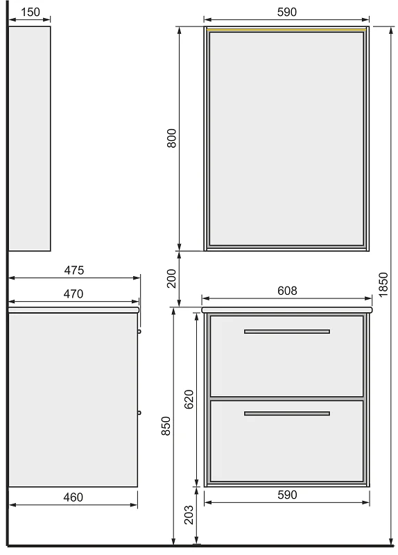 Тумба под раковину Raval Frame Fra.01.60/P/DS коричневый